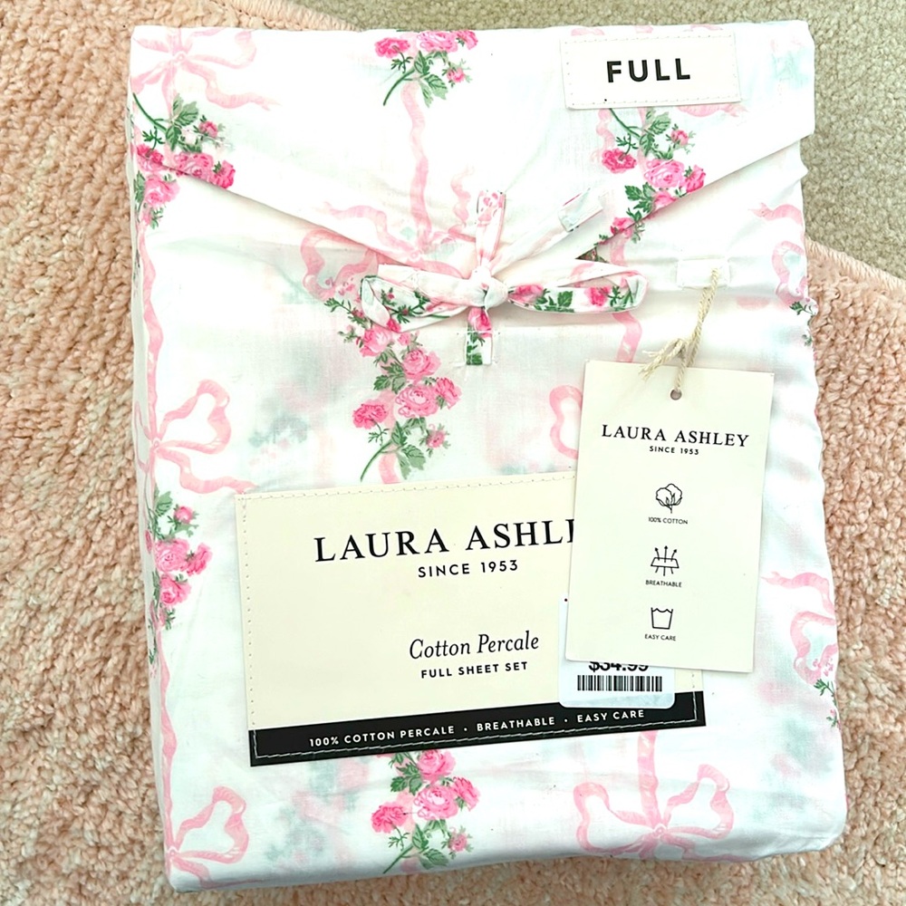 Laura Ashley pink bow sheet set